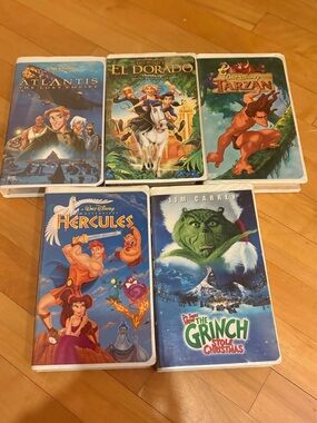 Disney & Family VHS Bundle (5) Tarzan, Hercules, Atlantis + Grinch